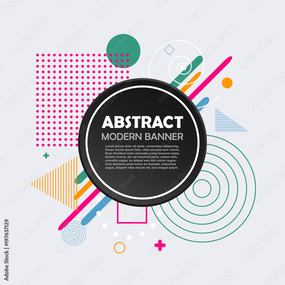 Aufkleber Abstract geometric pattern with circle and color shapes. Modern trendy background for design banner, business brochure, cover, poster and card. Vector illustration.