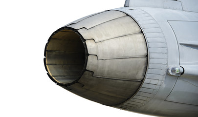 Exhaust of military aircraft.
Isolated on white background.