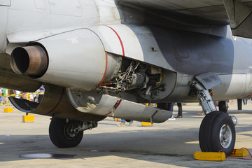 Detail of exhaust of military aircraft