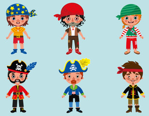 Cartoon Pirate Boys (Vector illustration)