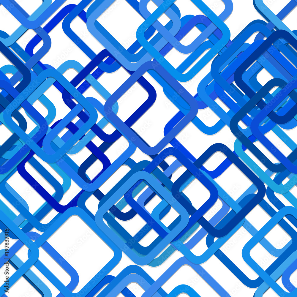 Poster repeating random square background pattern - vector graphic design from diagonal squares in blue ton