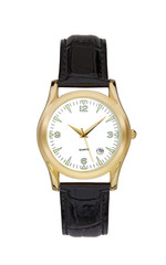 Gold wrist watch isolated