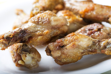 Close up of fresh Grilled chicken drumsticks