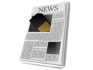 SIM card inside newspaper