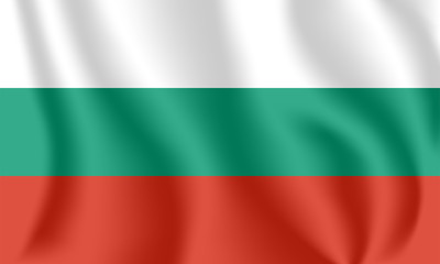 Obraz premium Flag of Bulgaria. Realistic waving flag of Republic of Bulgaria. Fabric textured flowing flag of Bulgaria.