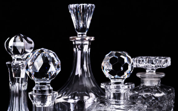 Crystal Glassware Isolated On Black