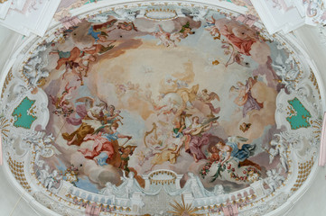 Deckensfresko in der Wallfahrtskirche in Steinhausen