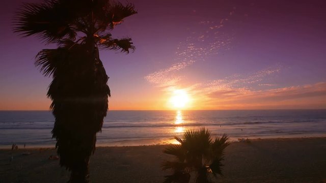 Sunset time lapse in California beach in 4K
