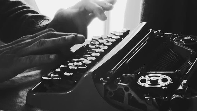 black and white Creative typewriter shots in many different style, colors, mood, B&W. Beautiful close-ups, beautiful retro style shots