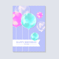 Birthday greeting card with watercolor's balloon