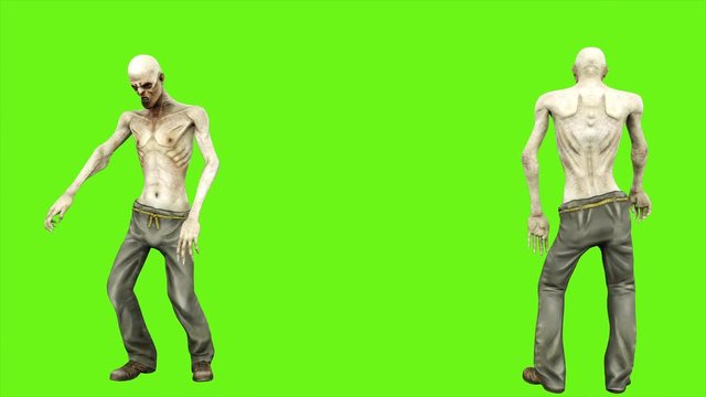 Zombie dance - seperated on green screen. Loopable. 4k.