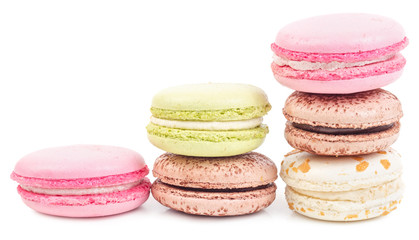Colorful and tasty French cookies Macarons isolated