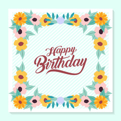 Flower Birthday frame template.