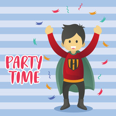 cute boy with hero suit celebrate a birthday party