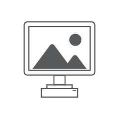 computer with grey picture vector illustration design