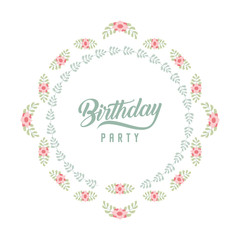 happy birthday greeting card with flower wreath
