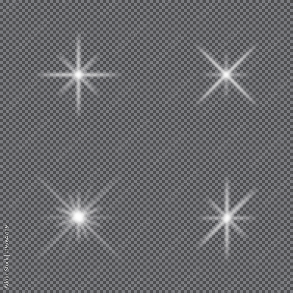 Poster glowing lights effect. set of sparkles stars, glow flash, bright explosion and flare. isolated on tr