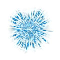 Blue burst, abstract explosion. Blast graphic effect isolated on white background. Vector.