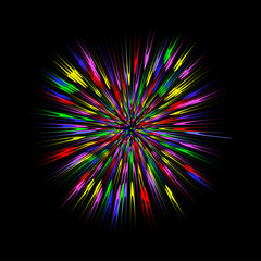 Colorful burst, abstract explosion. Color blast graphic effect. Vector illustration.