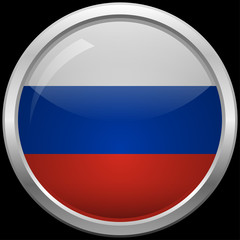 Russian flag glass button vector illustration