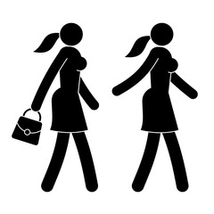 Icon of walking woman - with her handbag and without.