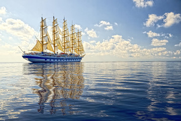 Fototapeta na wymiar Sailing ship. Cruises. Yachting. Sailing