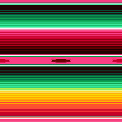 Mexican Blanket Stripes Seamless Vector Pattern. Background for Cinco de Mayo Party Decor or Mexican Food Restaurant Menu.