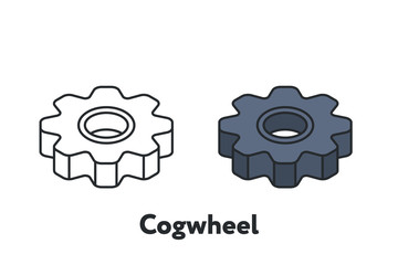 Isometric Cogwheel Settings Service Minimal Flat Line Outline Stroke Icon
