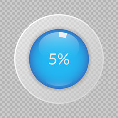 5 percent pie chart on transparent background. Percentage vector infographics. Circle diagram isolated. Business illustration icon for marketing project, finance, financial report, web design