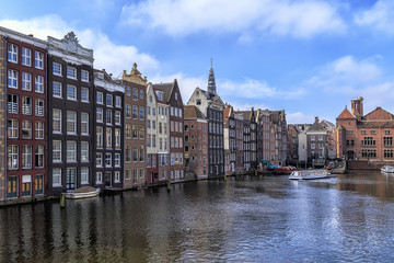 Fototapeta premium Traditional old buildings in Amsterdam.