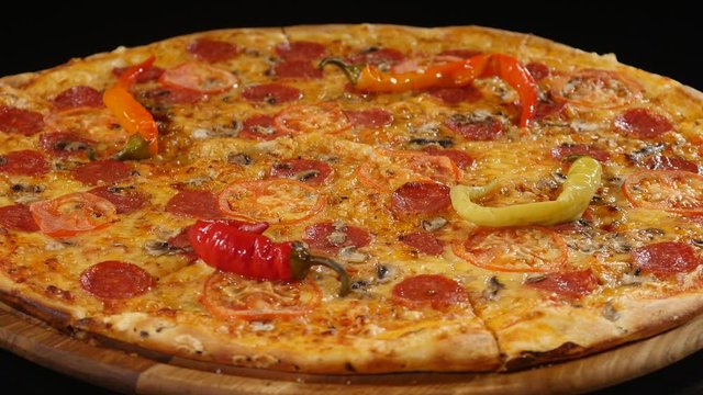 Rotating Pizza display on black backround