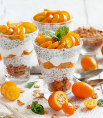 Chia pudding parfait with kumquat