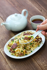 chinese sausage fried rice, xiang chang chao fan