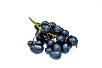 A bunch of raw organic ripe common grapes/ Vitis vinifera isolated on white.