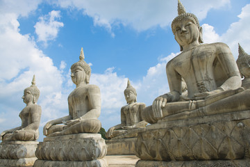 Fototapeta na wymiar Buddha image Park at Wat Thung Yai in Nakorn Si Thammarat, Thailand.