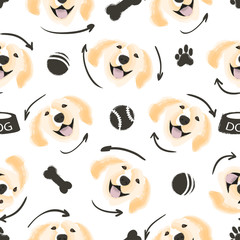 Vector seamless pattern with cute dog