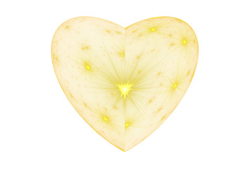 Bright abstract fractal gold heart, Fractal golden heart fantasy
