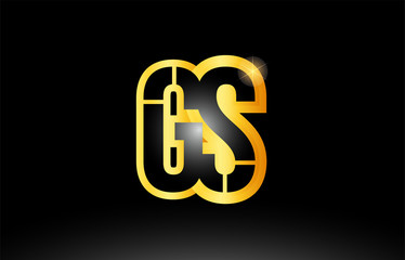 gold black alphabet letter gs g s logo combination icon design