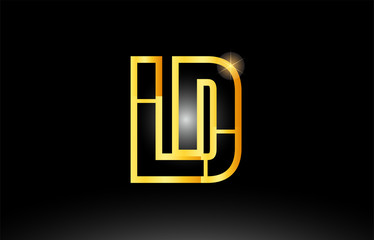 gold black alphabet letter ld l d logo combination icon design