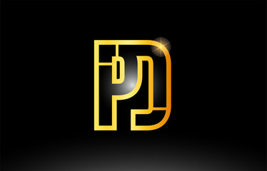 gold black alphabet letter pd p d logo combination icon design