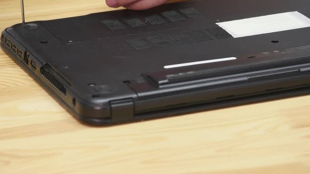 Small screw removed from back of laptop