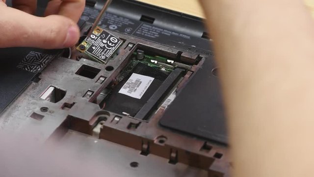 Small screw removed from back of laptop