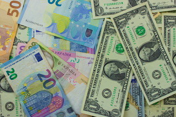 Obraz na płótnie Canvas American dollar banknotes. Background with money
