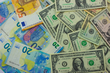 Fototapeta na wymiar American dollar banknotes. Background with money