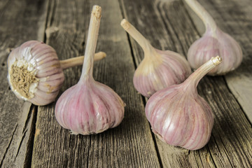 Garlic on a wooden table