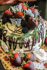 festive strawberry cake for a birthday