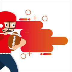 boy playing american football sport kids activity vector illustration