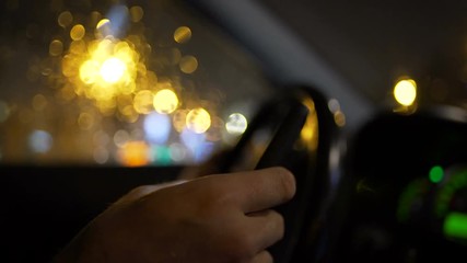 Using smartphone while driving at night in the city