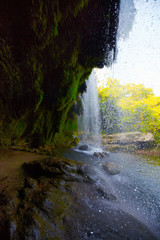 Fototapeta na wymiar Waterfall park at Antalya, Turkey. Kursunlu selalesi