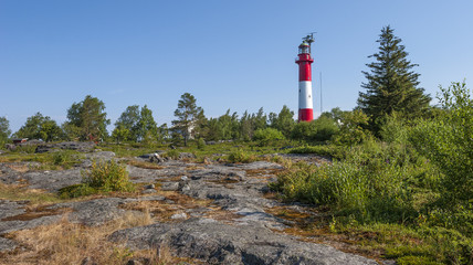 Leuchtturm der Lotseninsel Tankar im Bottnischen Meerbusen, Finnland